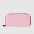 Zip around wallet with bamboo - light pink leather