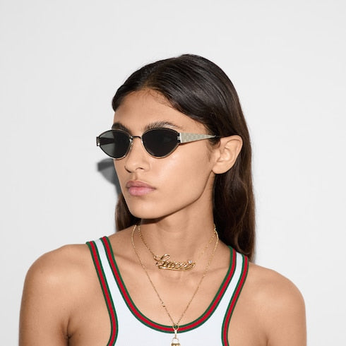 Geometrical frame sunglasses - light gold-toned