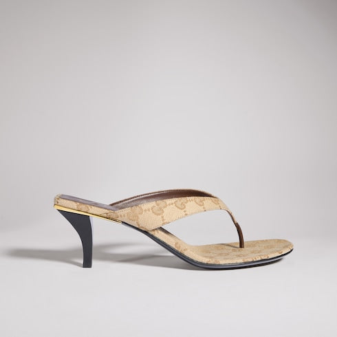 Women's Vittoria thong - sand and brown GG canvas