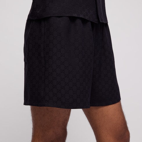 GG silk jacquard shorts - dark blue