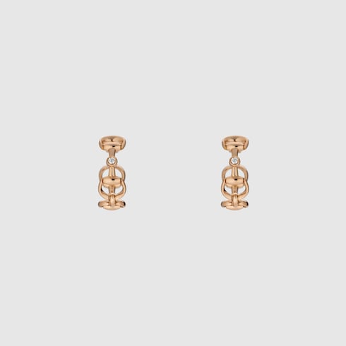 Gucci Horsebit diamond 18k hoop earrings - 18k rose gold