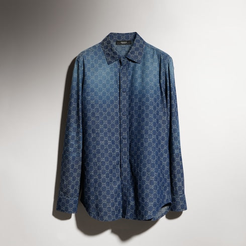 GG chambray cotton denim shirt - blue
