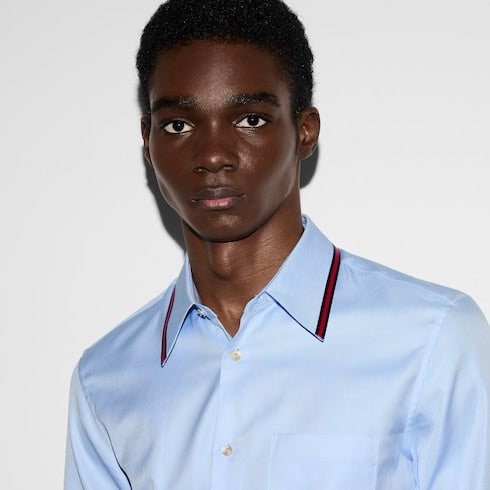 Oxford cotton shirt with Web - pale blue