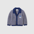 Baby striped wool cardigan - blue and white