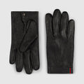 Grainy leather gloves with Web - black