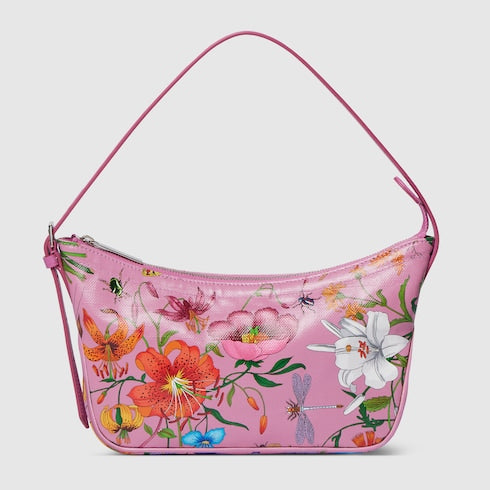 Lady Lunetta small shoulder bag - pink and multicolor canvas