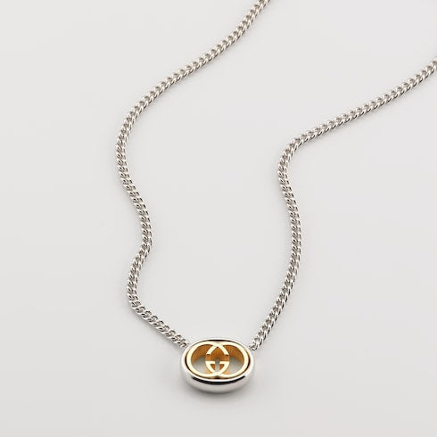 Gucci Interlocking pendant chain necklace - palladium-toned brass