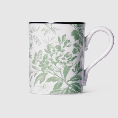 Herbarium print mug - white and green porcelain
