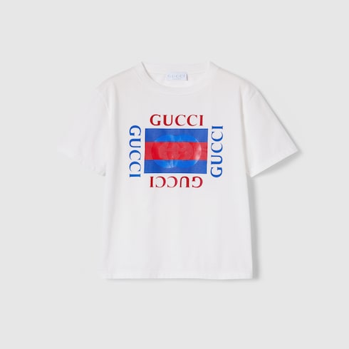 Children's cotton T-shirt with print - white
