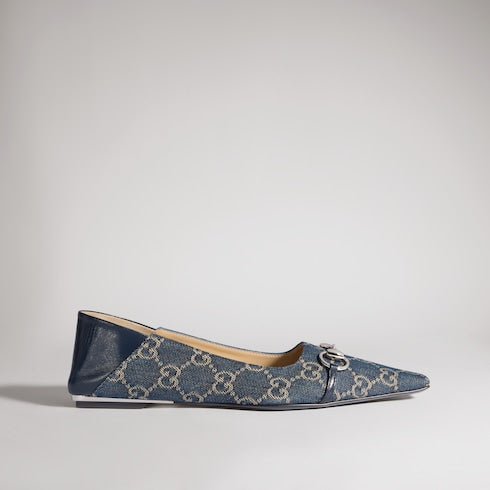 Women's Vittoria ballerina - dark blue GG denim