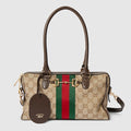 Borsetto medium boston bag - sand and brown GG canvas