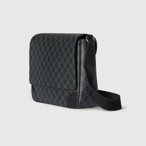 GG Emblem medium crossbody bag - black fabric