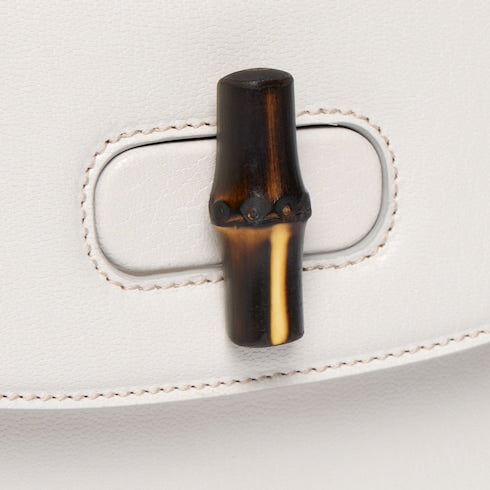 Bamboo mini bag - white leather