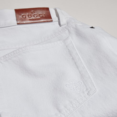 Cotton denim pants - white