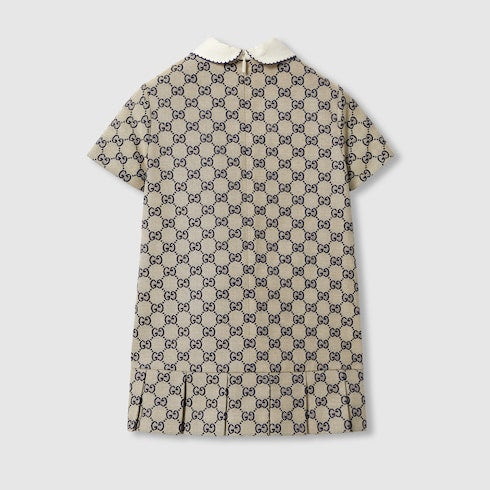 Children's GG canvas dress - beige and blue