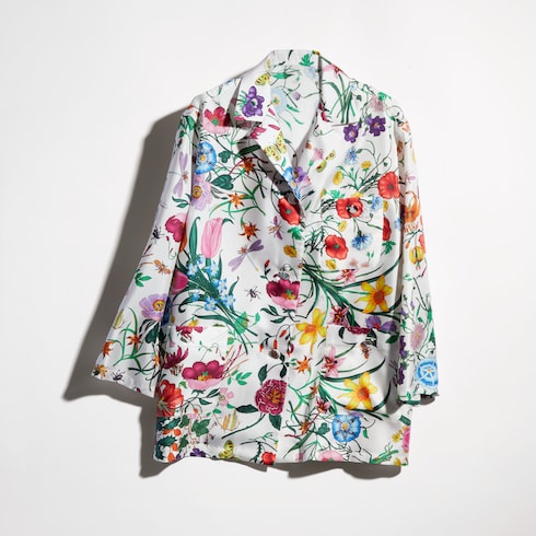 Printed silk twill shirt - multicolor