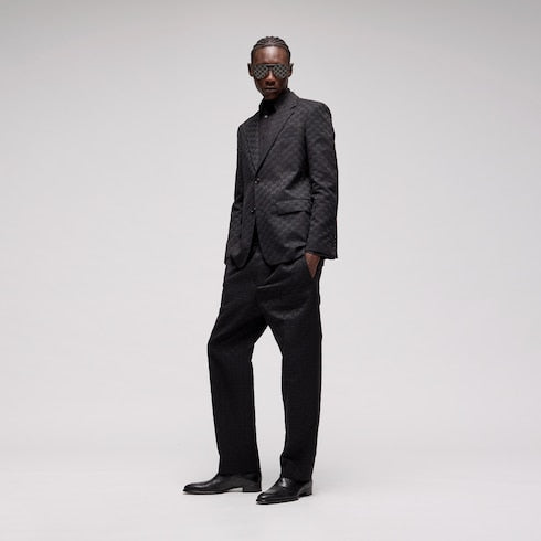 GG cotton blend canvas pant - black