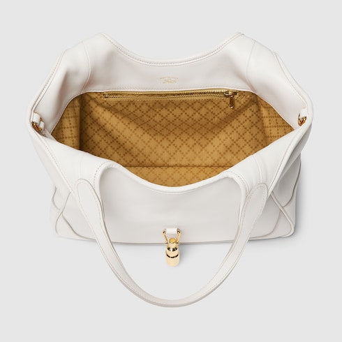 Mercato small tote bag - white leather