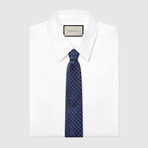 GG silk tie - Navy Blue