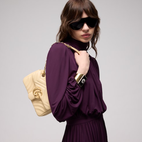 GG Marmont small shoulder bag - light yellow leather