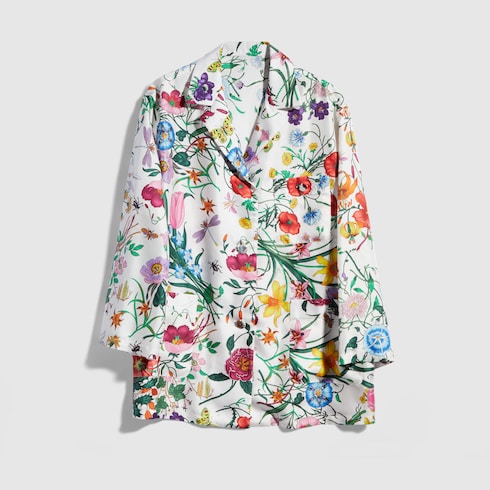 Printed silk twill shirt - multicolor