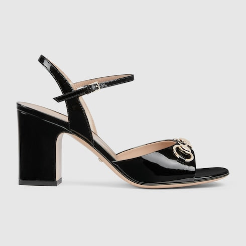 Women's Horsebit sandal - black patent leather