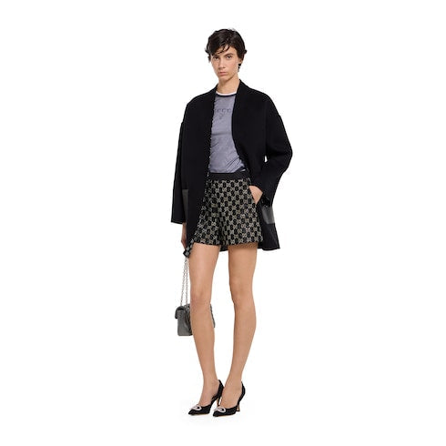 Reversible silk wool coat - black
