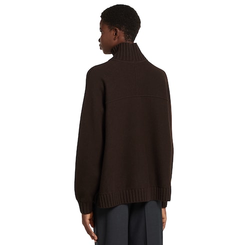 Wool cashmere sweater with Horsebit - dark brown