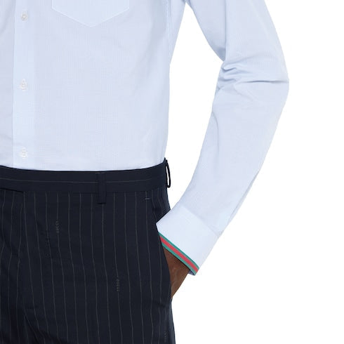 Striped cotton shirt with Web - light blue and white