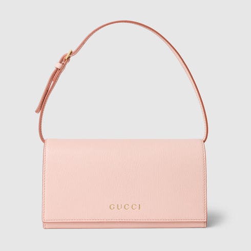 Mini pouch with Gucci lettering - light pink leather