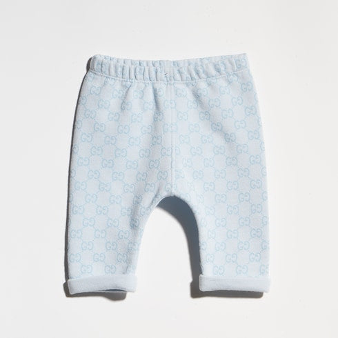 Baby printed cotton pants - light blue
