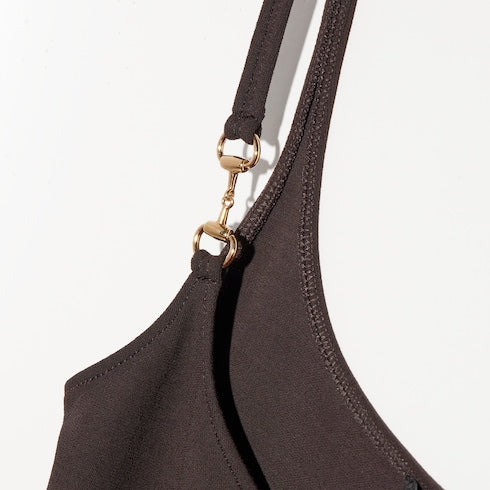 Viscose crêpe jersey top with Horsebit - dark brown