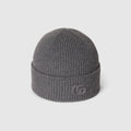 Cashmere hat with patch - grey