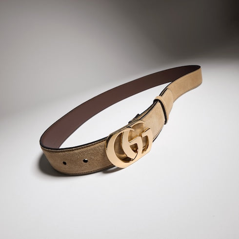 Cut GG Marmont belt - sand soft suede