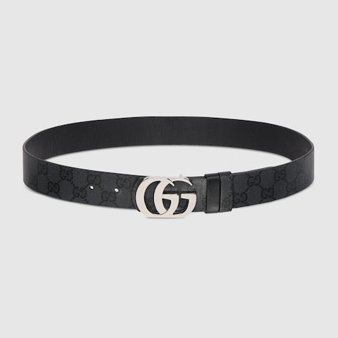 Reversible Cut GG Marmont belt - black GG canvas and leather