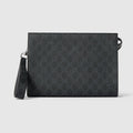 Grey trim medium pouch - black GG Supreme canvas