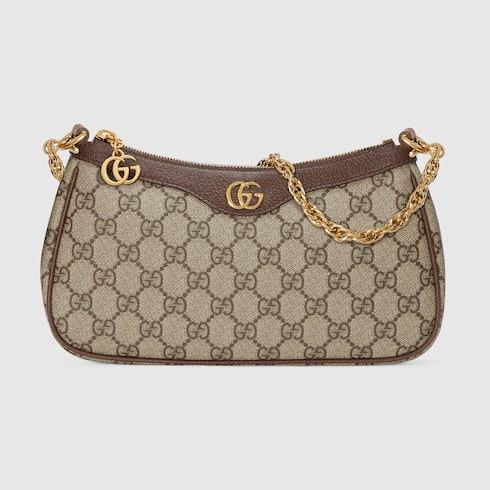 Ophidia small shoulder bag - beige and dark brown GG Supreme