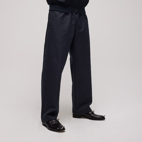 GG cotton canvas pants - dark blue