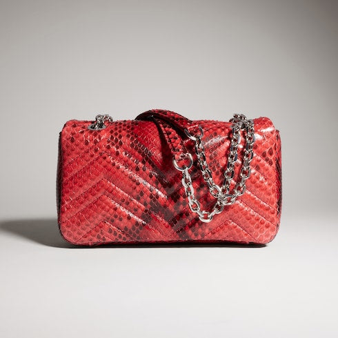 GG Marmont python small shoulder bag - deep red