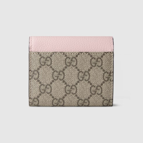 Bi-color GG Marmont mini wallet - pink leather