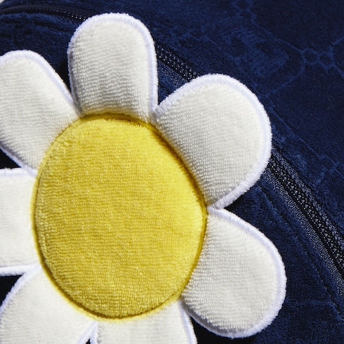 Children's GG backpack with embroidery - dark blue GG terrycloth
