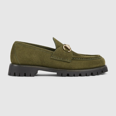 Women's loafer with Horsebit - dark green suede