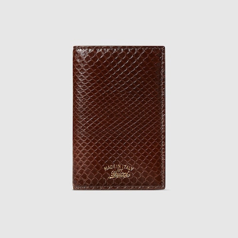 Lira card case - dark brown python leather