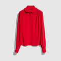 Silk crêpe de chine shirt with embroidery - red