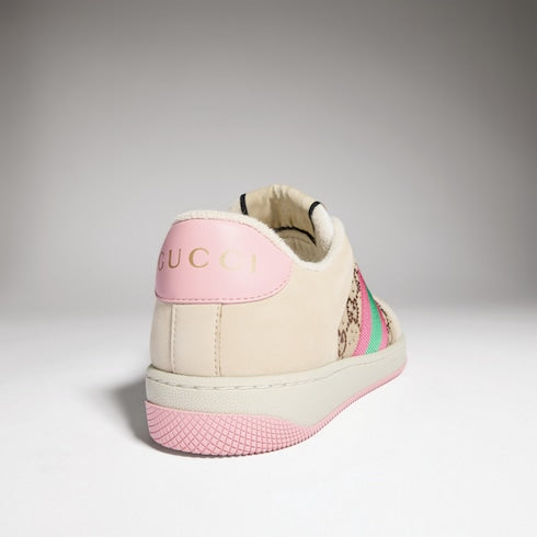 Women's GG crystal Screener sneaker - beige and dark brown GG canvas