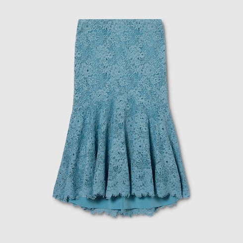 GG flower stretch lace skirt - light blue