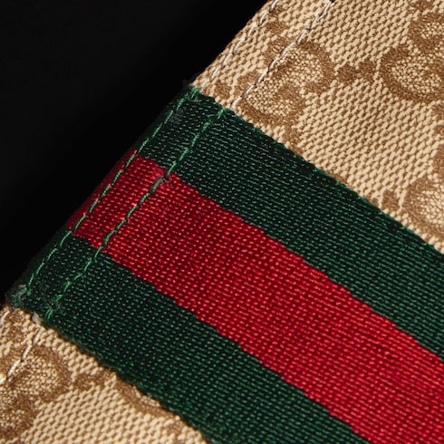 Large pouch with Web - sand and brown GG canvas