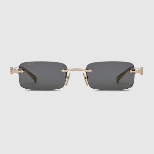 Rectangular frame sunglasses - gold-toned