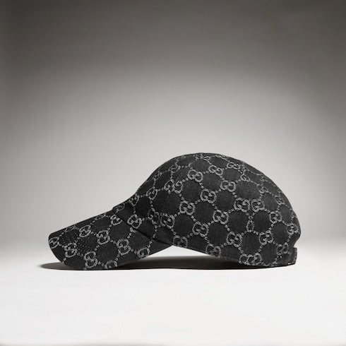 GG cotton denim baseball hat - black