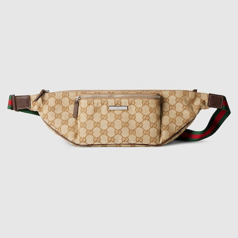 Flatpack large belt bag - sand and brown GG canvas
